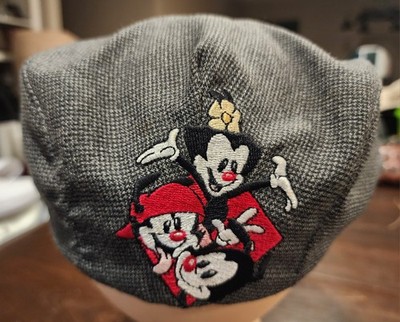 Vintage 90's Animaniacs Head Start Newsboy Flat Hat Cap Gray Size M Made in USA