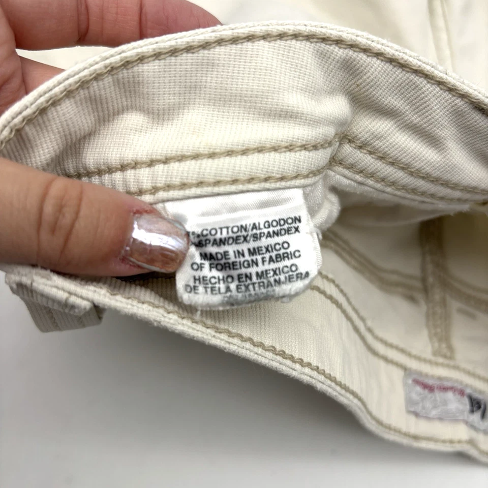 Vintage años 90 l.e.i. Pantalones cortos chinos elásticos de tiro medio denim crema Jr 11 31x3" Foto 3 de 4