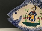 9 “ QUIMBER  FISH DISH BLUE SPONGEWARE “Trouville” 🍎 HAND PTD.    — photo 2