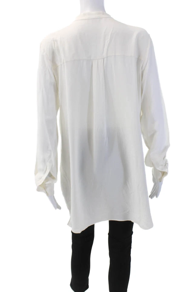 Camisa de seda blanca Joseph para mujer manga larga con botones delanteros cuello en V talla FR 38 Foto 3 de 4