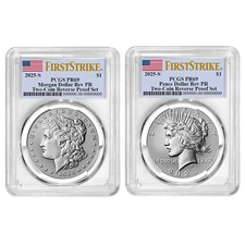Presale - 2pc Set - 2025-S Reverse Proof $1 Morgan and Peace Silver Dollar PCGS