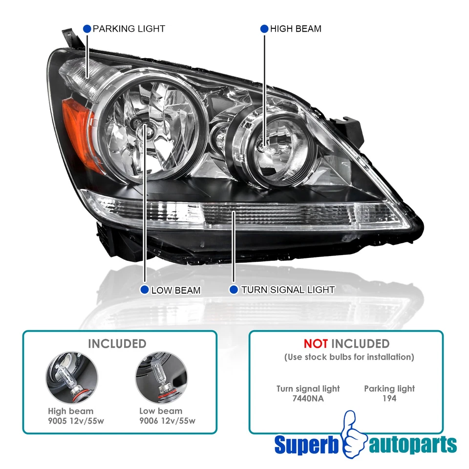 Fits 2005-2007 Honda Odyssey Headlight Turn Signal Lamps Left+Right 05-07 Foto 3 de 4