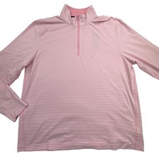Polo Ralph Lauren Pullover Mens XL Pink White Striped Performance Golf Shirt