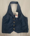 NWT Jessica Simspson Lovey Dovey Antonia Denim Blue Vest XS $59.50 NEW — photo 2