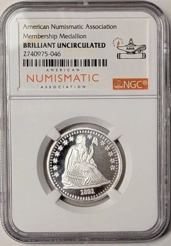 ANA Membership Medallion -NGC Brilliant Uncirculated - 1/4 oz Silver - A841