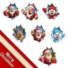 Christmas Creative Wall Stickers Santa Claus Broken Christmas Wall Decals  N7K0