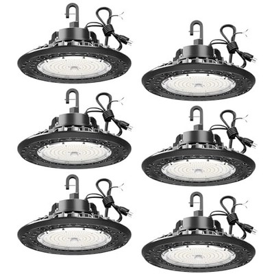 YXL 240W 6 Pack Super Bright UFO High Bay LED Shop Lights, 36000LM 5000K, 0-10V