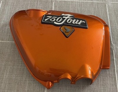 1974 HONDA CB750 - OIL TANK COVER RIGHT - NEW PROF PAINT - FLAKE SUNRISE ORANGE