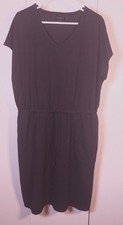 32 Degrees Cool Black Soft Lux Knit Dress Size XL Drawstring Waist Casual Boxy