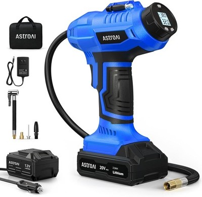 Cordless Tire Inflator Air Compressor 20V Rechargeable Battery Powered 160PSI Po