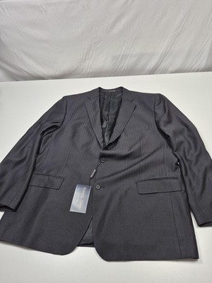 Roberto Zanieri Blazer Mens 50R Black Wool Silk Herringbone Sport Coat NWT