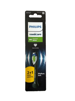 3 Philips Sonicare W2 Optimal White, Ersatzbürstenköpfe, Schwarz, (2+1er-Pack)