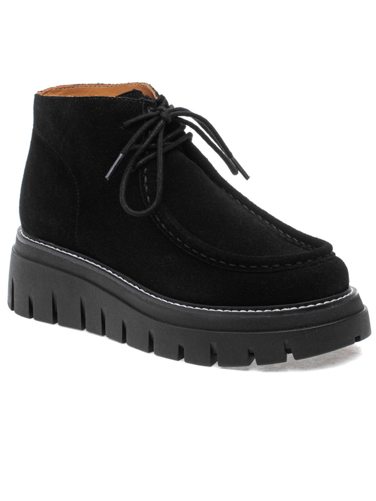 J SLIDES Womens Black 1-1/2 Platform Treasure Toe Wedge Leather Booties 7 M