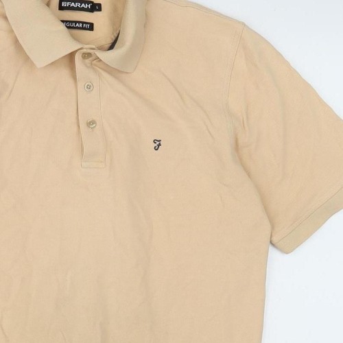 Farah Men's Beige Polo Shirt L Regular Fit - Picture 7 of 12