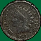 1864 Copper Nickel Indian Head Cent Good G Coin, Corrosion #35362