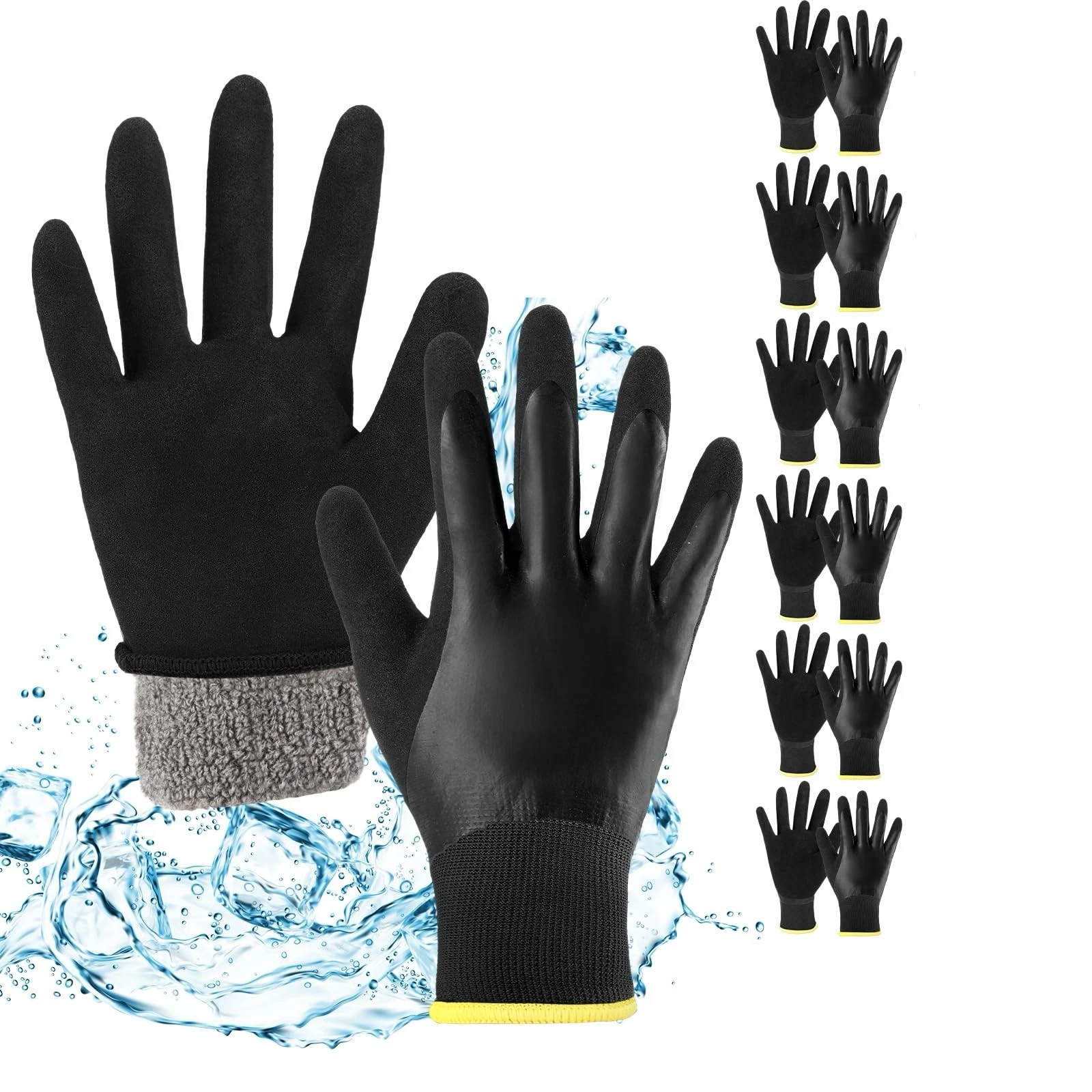 6 Pair Waterproof Work Gloves for Men Insulated Freezer Winter Work Gloves wi...