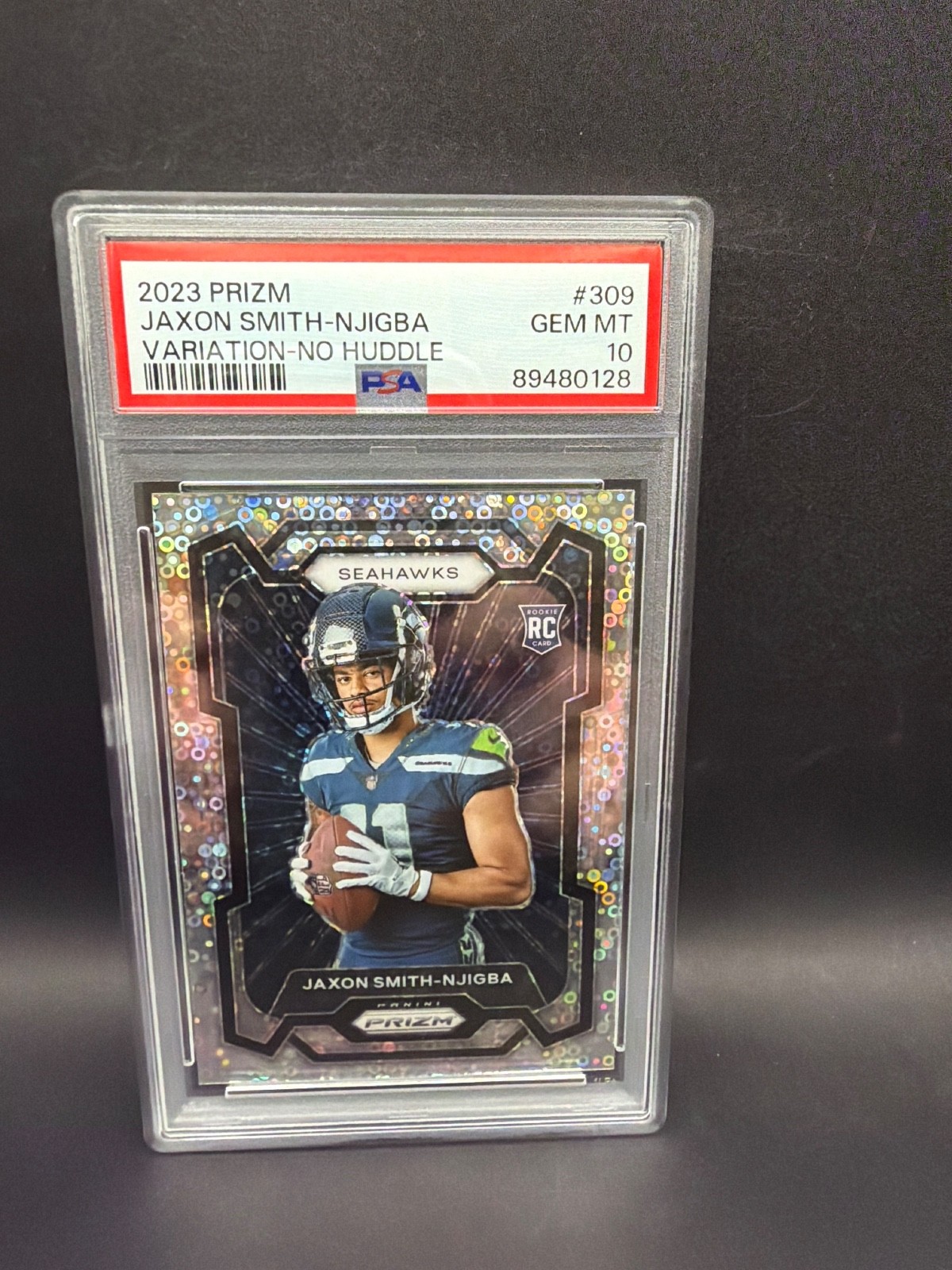 2023 Panini Prizm Jaxon Smith-Njigba #309 Variation No Huddle RC Rookie PSA 10