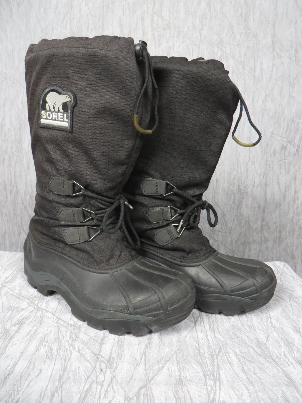 Sorel Blizzard Winter Snow Boots Mens Size 9 Black Insulated Waterproof Lace