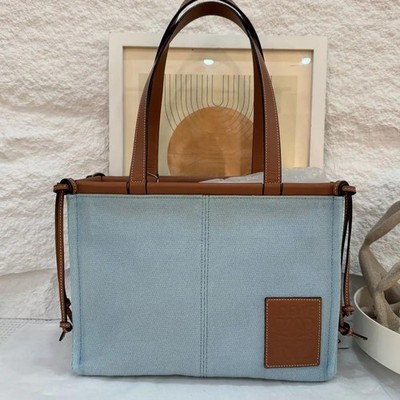Loewe Cushion Canvas And Calfskin Tote Bag Small - Excellent #196RT0Q