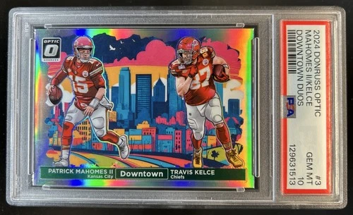 2024 Donruss Optic Patrick Mahomes II Travis Kelce Downtown Duos SSP #3 PSA 10