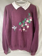 Vintage Morning Sun Sweatshirt Womens Extra Large XL Floral Hummingbird