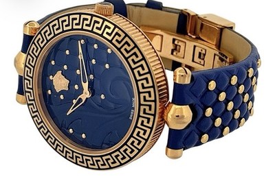 VERSACE VANITAS Damenuhr   Blau/Gold   40 mm   Swiss Made