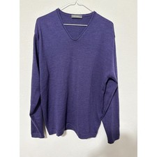 Emile Lafaurie 100 Merino Wool Purple V Neck Sweater Men's Large Read 