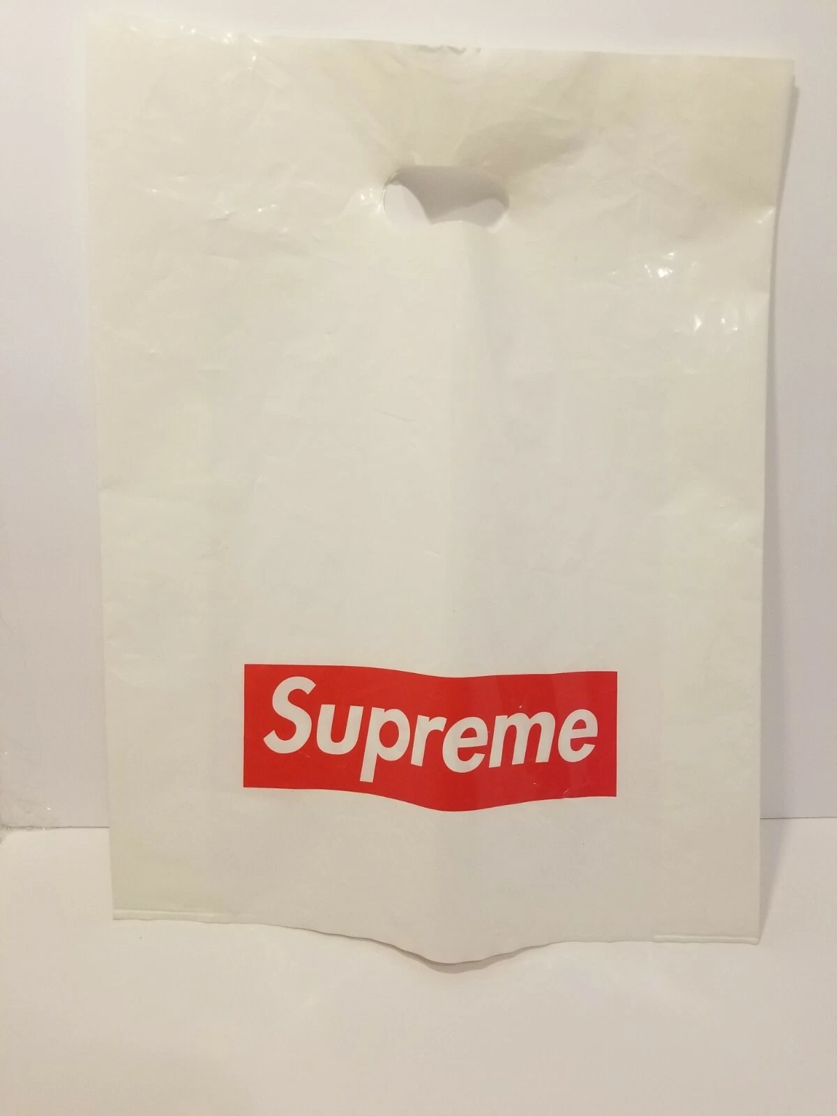 Supreme White Plastic Shopping Bag Red Box Logo 16 X 13