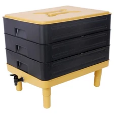 3-Tray Garden Worm Compost Bin 65L Worm Composting Bin for Recycling Food Waste