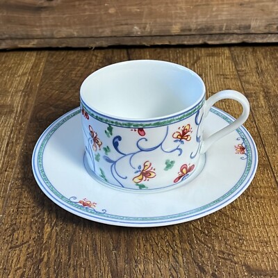 Coventry Portuguese Tile Cup & Saucer Fine Porcelain White Floral