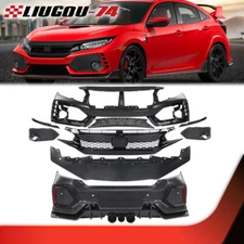 Type R Style Front & Rear Bumper Cover Full Set Fit For 2016-2021 Honda Civic