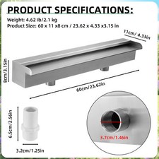Image of Waterfall Blade Pool Fountain Stainless Steel Spillway Garden Koi Pond 30CM 60CM