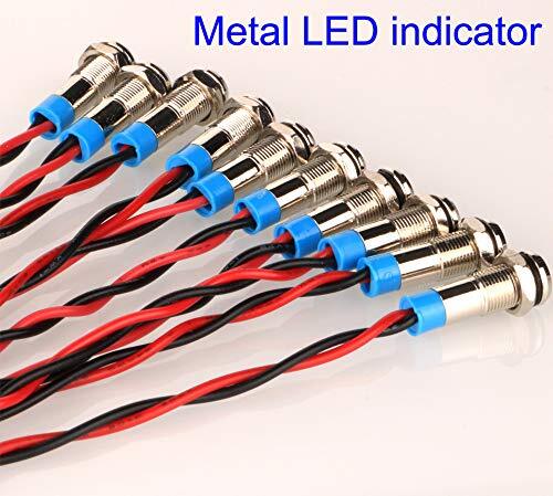 Yellow 220V 8mm LED Metal Indicator Light - DarkOct02