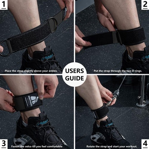 METEOR Ankle Strap Wrist Cuff-Cable Machine Attachments Kickback, Leg Extensions - Picture 8 of 8