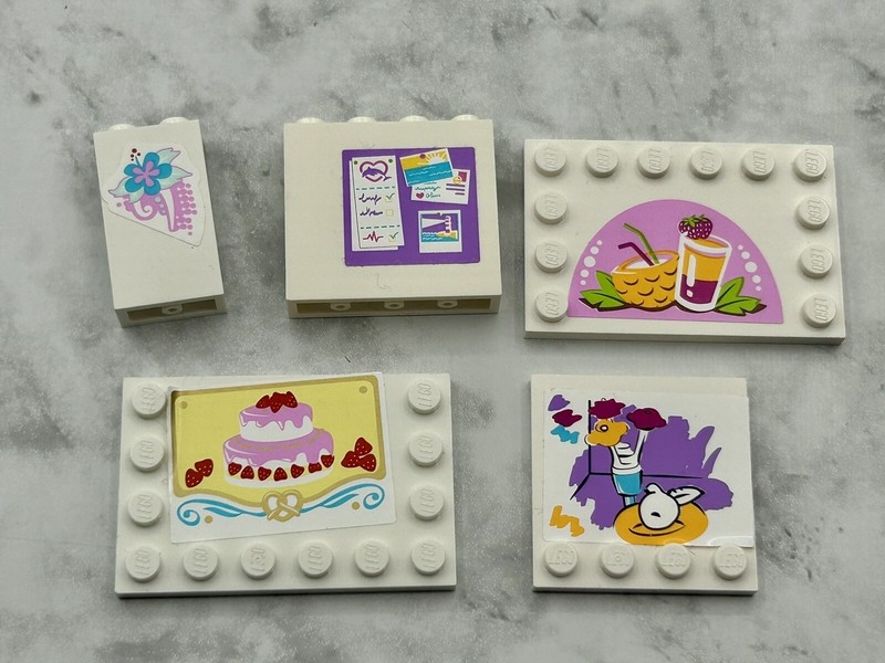 Lego Bulk Lot Parts All (Stickers) FRIENDS White Plate Panels Logo Decorated