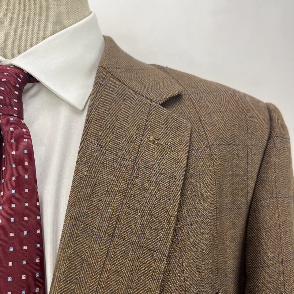 Abrigo deportivo Alan River para hombre 46L marrón espiga con panel de ventana 3/2 rollos de lana Foto 3 de 4