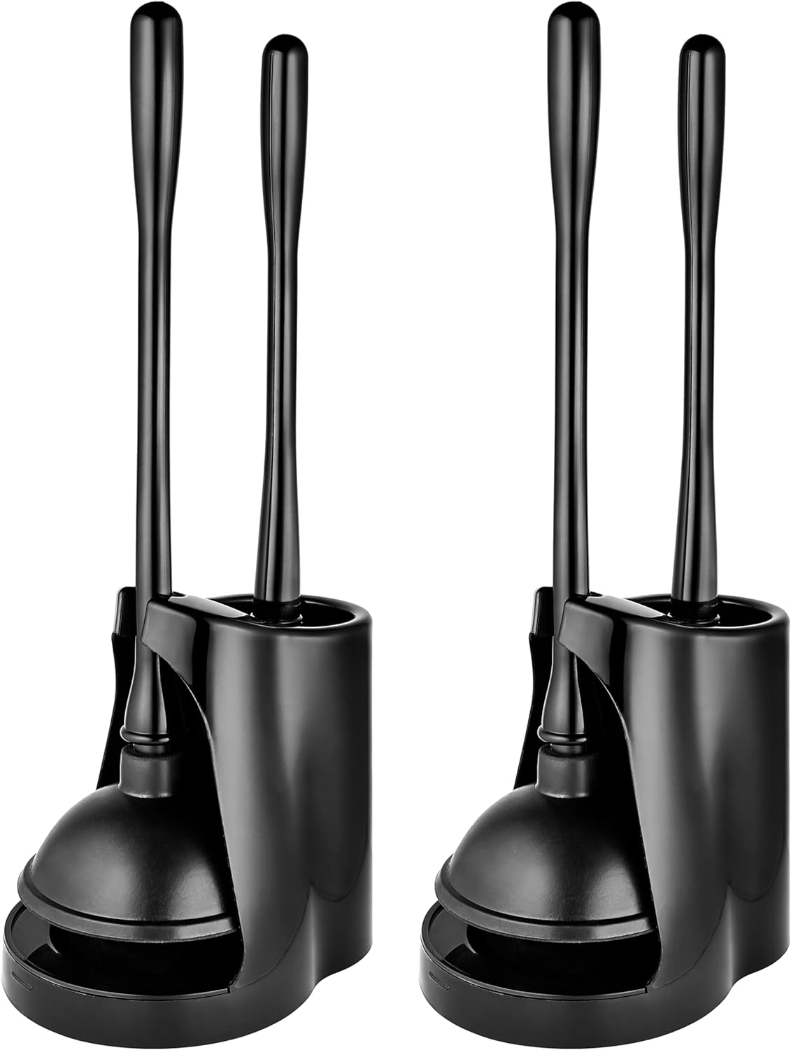 Toilet Plunger and Brush Set in Black (2 Pack) Bathroom Cleaning