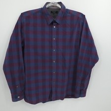 Ted Baker Shirt Mens 6 Purple Blue Plaid Flip Cuff Career Business Preppy Casual