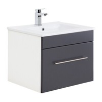 Badezimmer BadmöBel Keramik 61,5Cm Waschtisch M. Unterschrank Anthrazit GäSte Wc