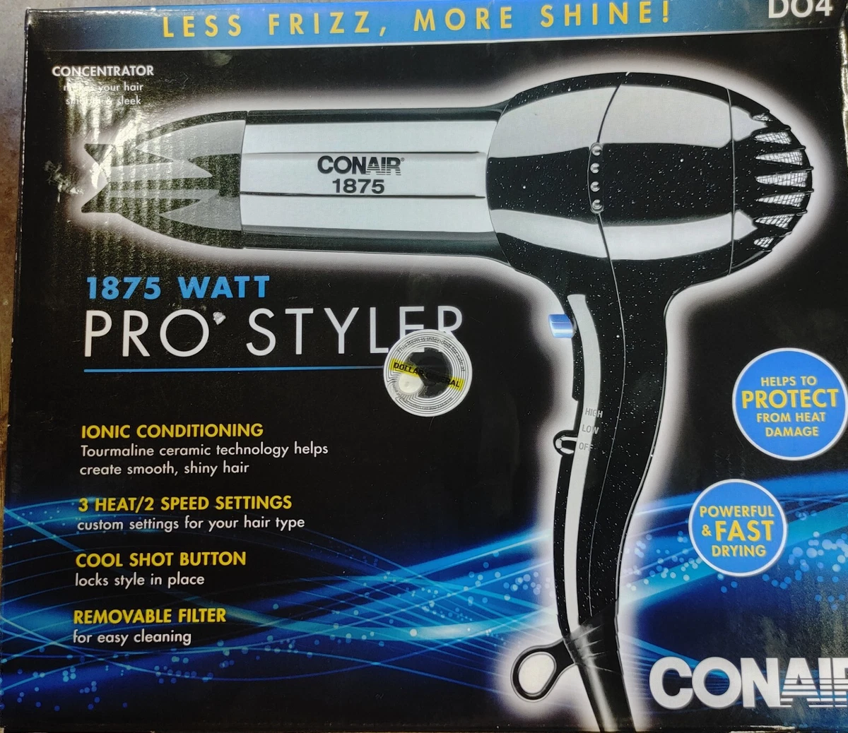 NEW Conair 1875 Watt Full Size Pro Hair Dryer Ionic Conditioning