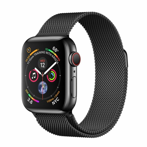 Apple Watch Series 4 44mm Edelstahlgehäuse in Space Schwarz mit Milanaise  Armband in Space Schwarz (GPS + Cellular) - (MTX32FD/A) for sale online |  eBay