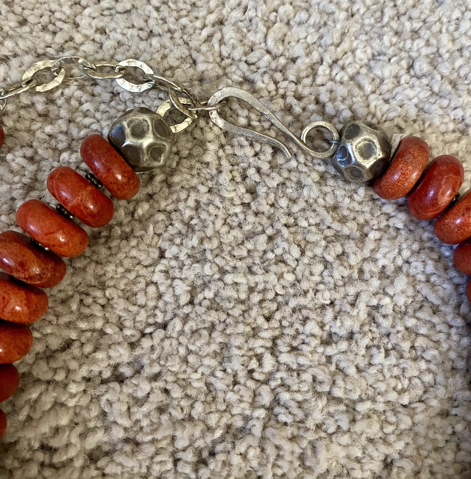 Sterling Silver Sponge Coral Statement Necklace A… - image 4