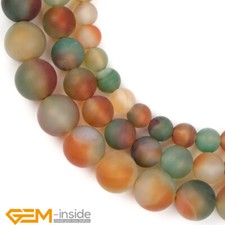 Red Green Agate Natural Frosted Matte Stone Loose Beads for Jewelry Making 15"