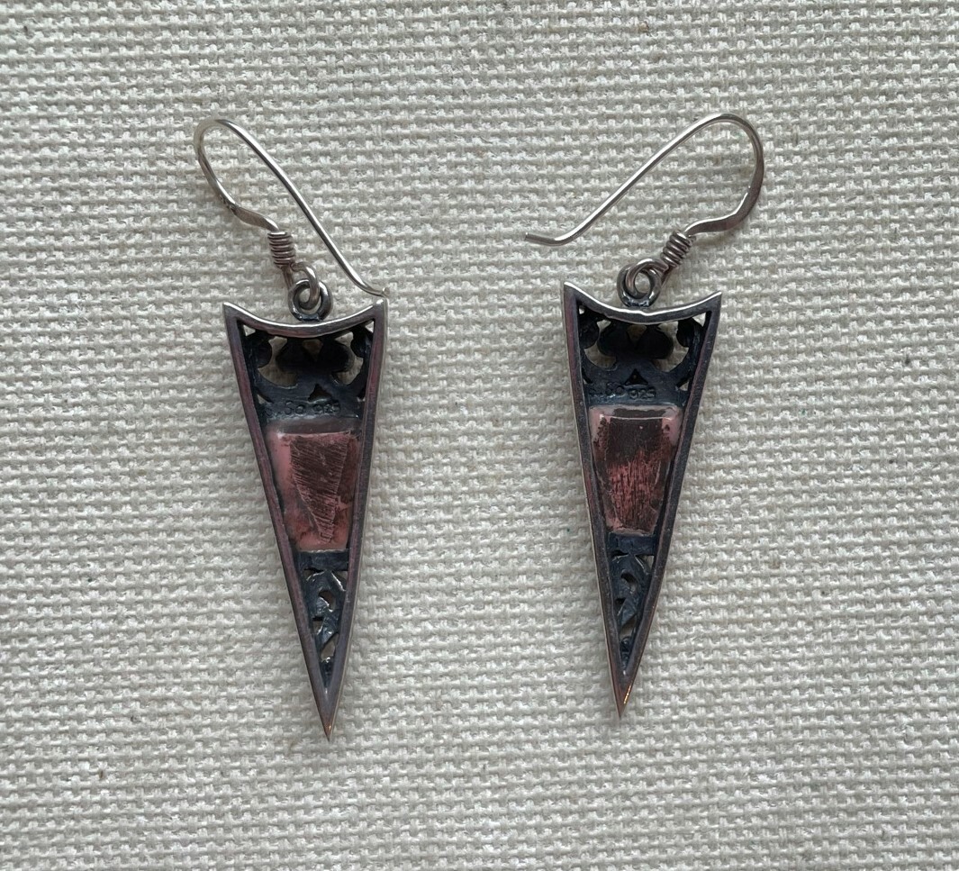 Spike Celtic Dangle Earrings Scroll Sterling Shel… - image 5