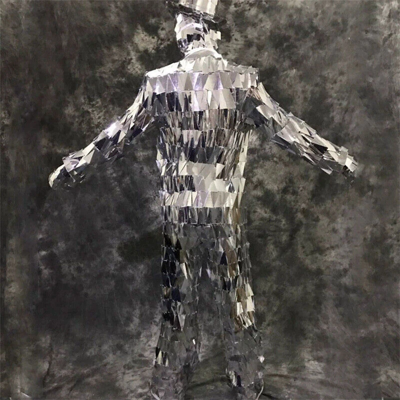 Mirror Clothing Suit Silver/Golden Stage Performance Popping Costume W/ Shoes - Image 3 of 4