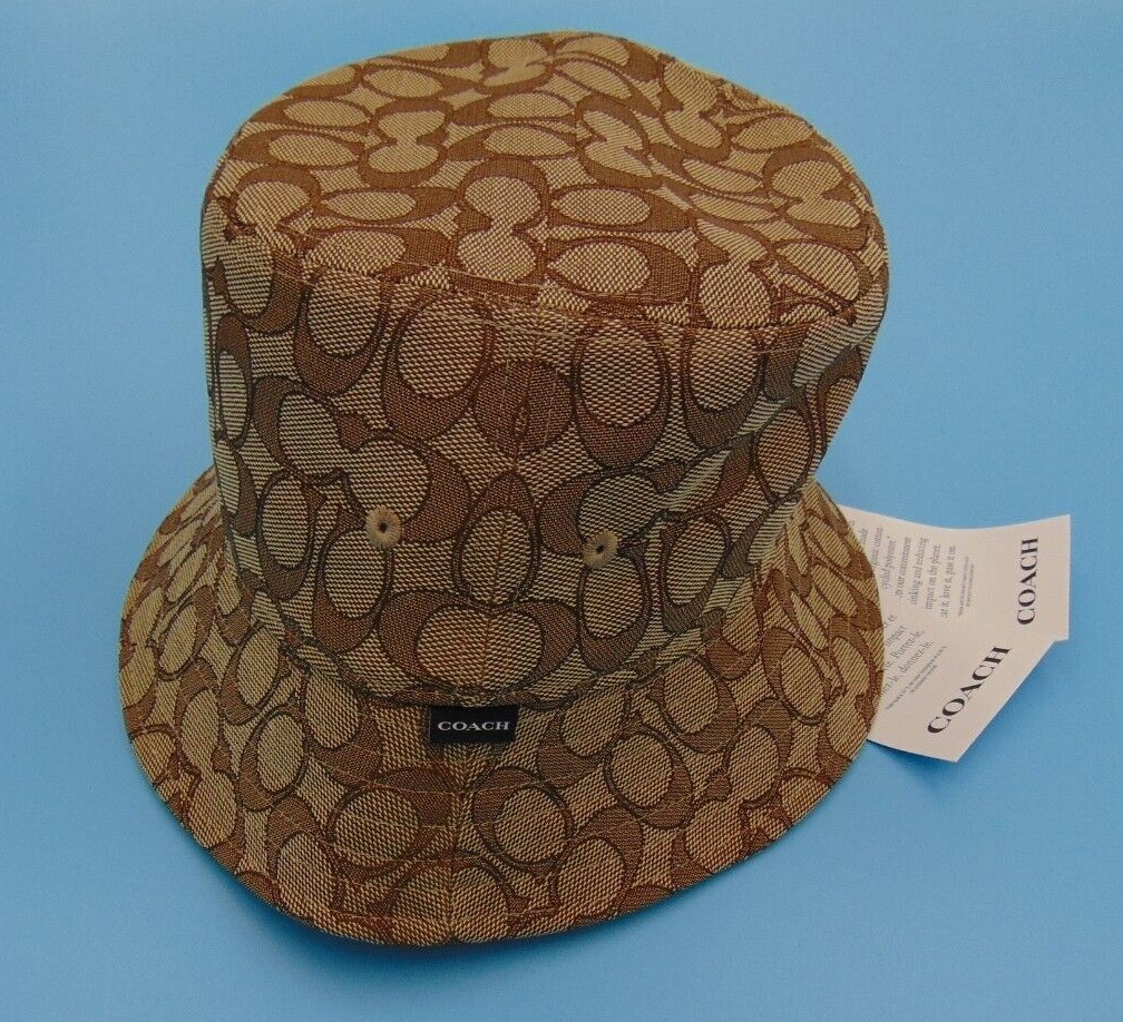 Coach Signature Jacquard Designer Bucket Hat Sandstone Dark  display picture 2