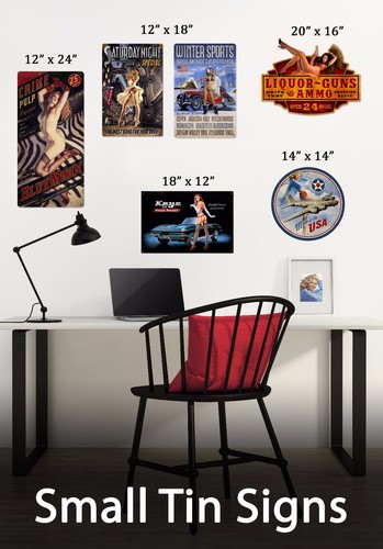 Letrero de metal Midnight Lace, Woody, vintage, PINUP, NO FIRMADO por Greg Hildebrandt - Imagen 2 de 3