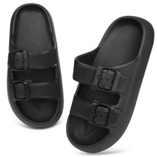 Sandals for Women and Men - Pillow Slippers - Double Buckle Adjustable Slides