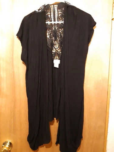 Eyelash Couture Open Front Cover Vest Size L 080724 I437T21