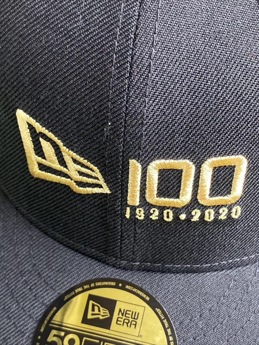 Size 7 3/4 New Era Logo 100th Anniversary Black / Gold 59Fifty Fitted Hat